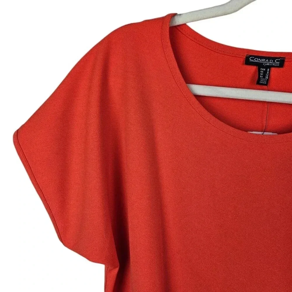 New With Tags Conrad C Collection Orange Cap Sleeve Side Tie Sheath Dress Size 8